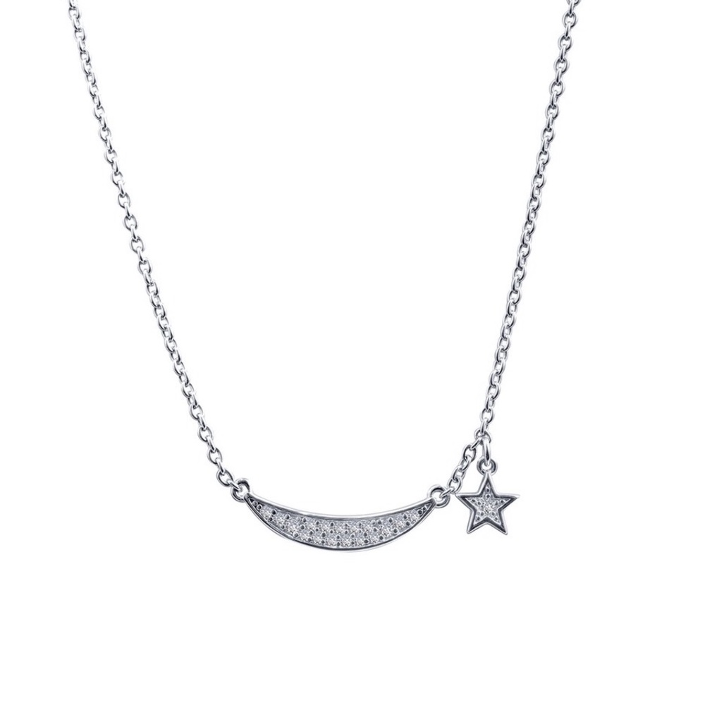 LaFonn Plated Sterling Silver Moon & Star Necklace